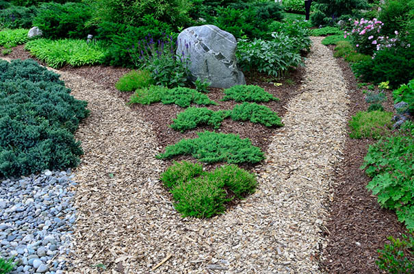 mulched landscaping